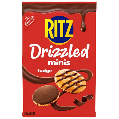 RITZ Drizzled Minis Fudge Crackers, Snacks for Kids and Adults, Party Snacks, 8 oz