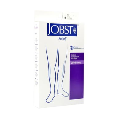 JOBST Relief Knee-High Closed-Toe Compression Stockings, Beige, 30-40 mmHg