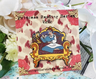 Bookish Princess Reading in Chair SERIES Enamel Pin