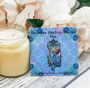 Winter Queen Reading to Snowman in Chair SERIES Enamel Pin