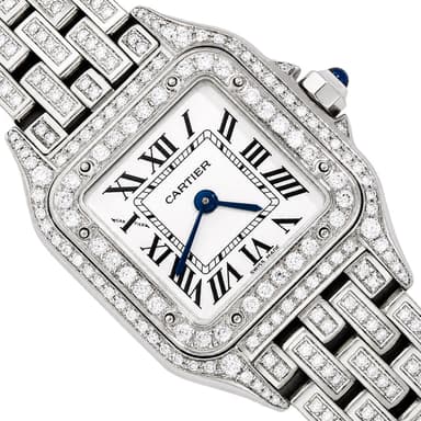 NEW Panthère De Cartier Small WSPN0006 4CTW Diamond Custom White Dial Watch