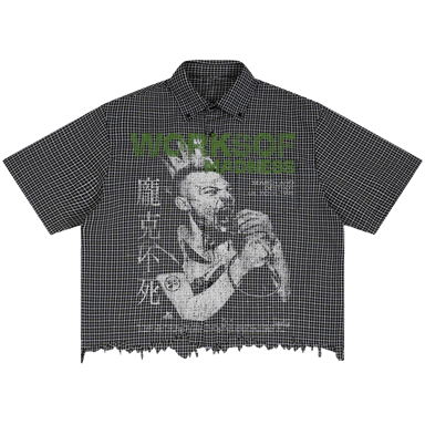 No Heroes Distress Button Up