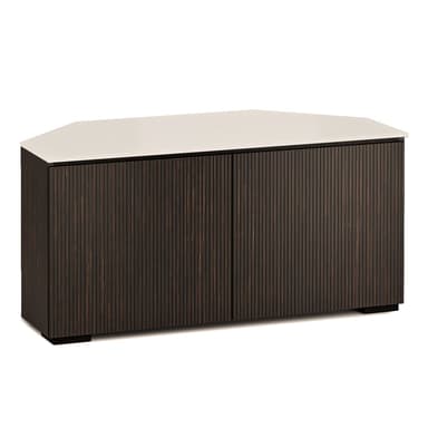 Salamander Designs Chameleon Collection Manhattan 221 Corner AV Cabinet (Maro Ebony Doors and Sides, Matte Taupe Glass Top)