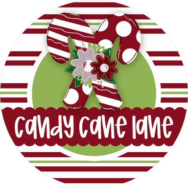 Christmas Sign, Candy Cane Lane, DECOE-5321-D, Sign For Wreath, 10" Wood Sign