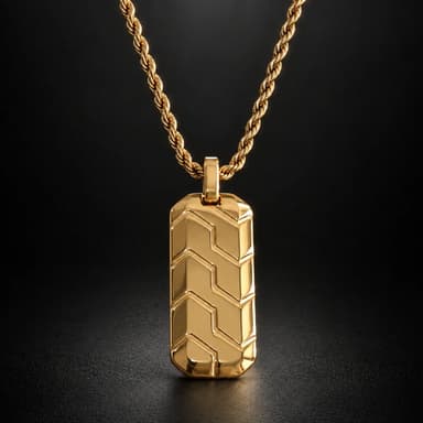 Gold Chevron Dog Tag Necklace