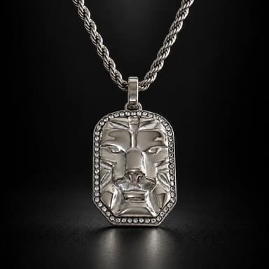 Men's Lion Head Dog Tag Necklace