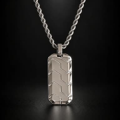 Silver Chevron Dog Tag Necklace