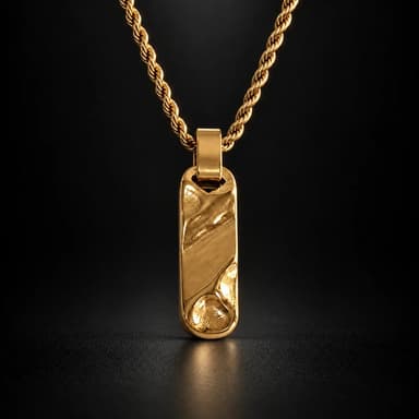 Gold Textured Bar Necklace