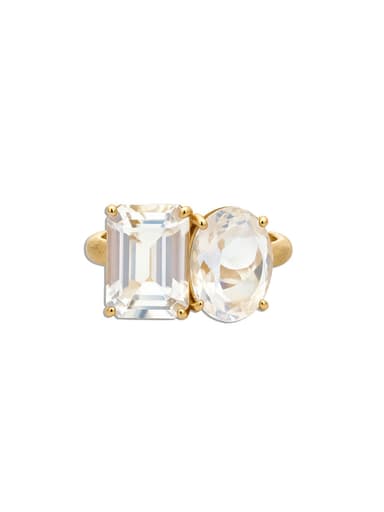 Gemmy Gem Rainbow Moonstone Yellow Gold Ring