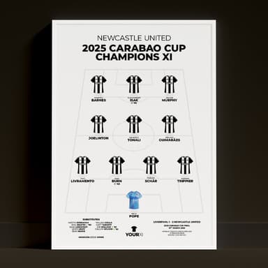 Newcastle United – 2025 Carabao Cup Champions XI - Framed