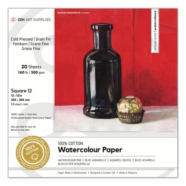 Watercolor Paper Pad 100% Cotton 12"x12"
