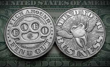 "F.A.F.O." Fuck Around & Find Out Coin (Antiqued Silver)