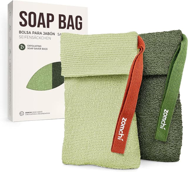 ZOMCHI Exfoliating Bar Soap Pouch, 2 Pack Soap Bags with Coarse & Gentle Mesh for Effective Exfoliation, Soap Saver Bags for Rich Lathering and Deep Cleansing (