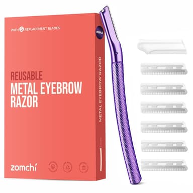 ZOMCHI Eyebrow Razor, Face Razors for Women&Men, Eyebrow Trimmer Shaper with Precision Cover, Facial Shaver with 6 Blades (Purple)