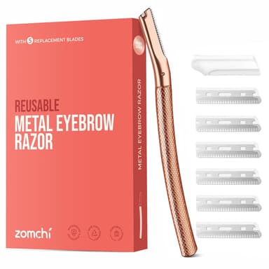 ZOMCHI Eyebrow Razor, Face Razors for Women&Men, Facial Shaver with 6 Blades (Rose Gold)